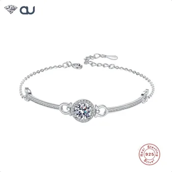 Moissanite bracelet round adjustable 1 carat 925 sterling silver bracelets for women wedding anniversary Noble Romance light luxury