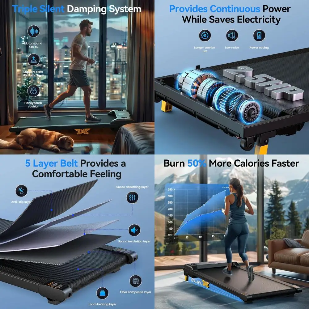 

Compact 3-in-1 Treadmill with Incline, 2.5HP, Portable Desk Model, Remote Control, LED Display, Safety Switch, Ideal for Home an