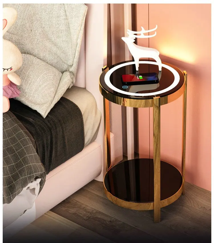 

Portable Bedside Table Bedroom Paint Storage Cabinet Wireless Charging Multifunctional Floor Lamp