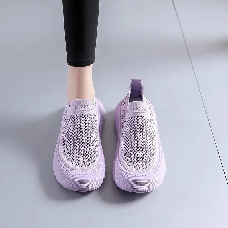 2024 Hot Sale Women's Shoes Slip-on Women's Vulcanize Shoes Fashion Mesh Ladies Casual Shoes New Round Head Versatile Sneakers