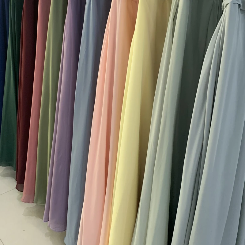 High Quality Chiffon Translucent Drape Curtain Layout Outdoor Wedding Bridesmaid Background Fabric Dress Georgette Material