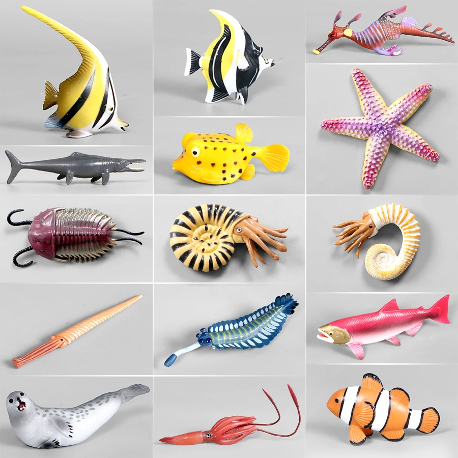 

Realistic Ocean Sea Life Animals Models Crab Squid Shark Ray Deep Sea World Animals PVC Figurines For Kids Educational Toys