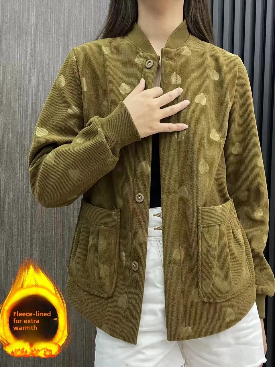 Chaqueta de béisbol con forro polar para otoño e invierno, chaqueta holgada y adelgazante, chaqueta de algodón versátil y mod...