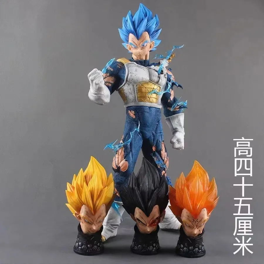 New Hot 55cm Bandai Dragon Ball Z Gk Vegeta Super Saiyan Three Headed Action Anime Figure Pvc Collection Statue Cool Figurines