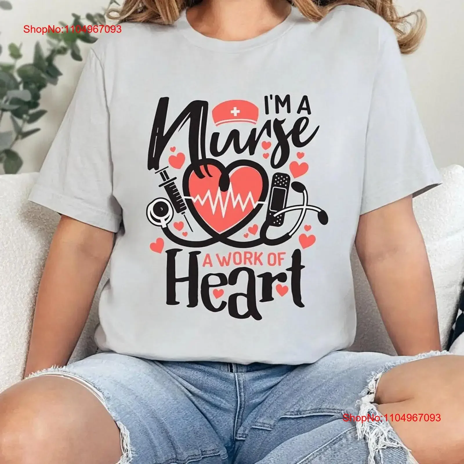 ممرضة التقدير تي شيرت أنا عمل من القلب إقتباس قطن مريح للرعاية الصحية أبطال التمريض التخرج خمر غسلها