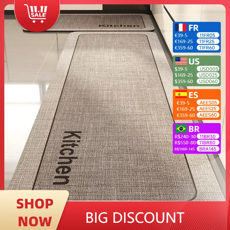 

PVC Kitchen Floor Mat Leather Non-slip Waterproof Oil-proof Stain-proof Easy Clean Carpet Simple Balcony Rugs Alfombra De Cocina