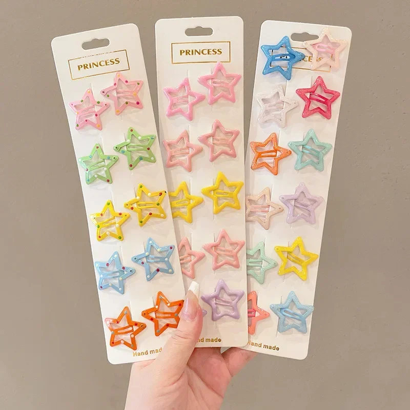 10pcs/set Cute Colorful Star Waterdrop Shape Hair Clips For Girls Children Lovely Hair Decorate Hairpins Kids Hair Accessories