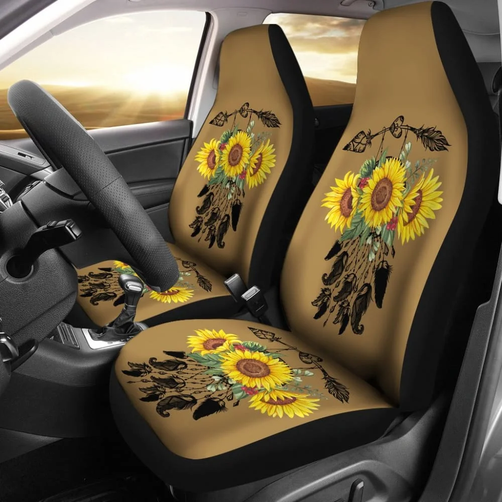 

Sunflower Dreamcatcher Native Design Custom Car Seat Covers 210602,Pack of 2 Universal Front Seat Protective Cover