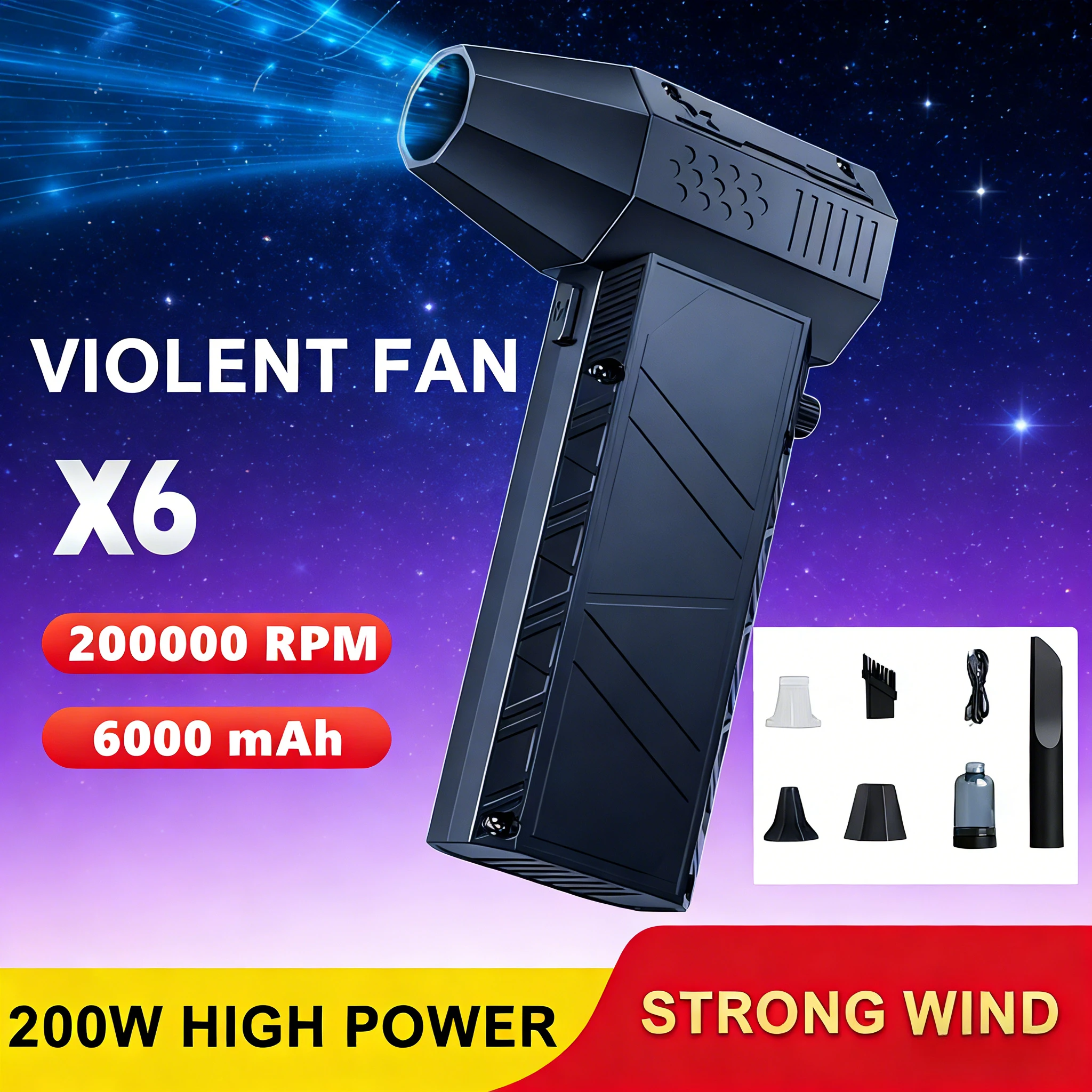 

X6/X9/X11 TurboForce 3-in-1 Kit - 200000RPM High-Speed Fan & Vacuum Cleaner, 53m/s Strong Wind, Type-C Rechargeable