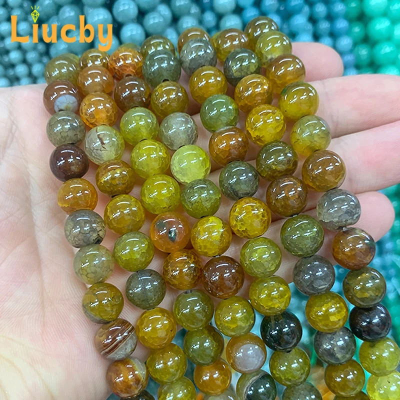 Non-metallic Natural Stone yellow Tourmaline agate Dragon pattern Beads For Jewelry Making DIY Bracelets 15\