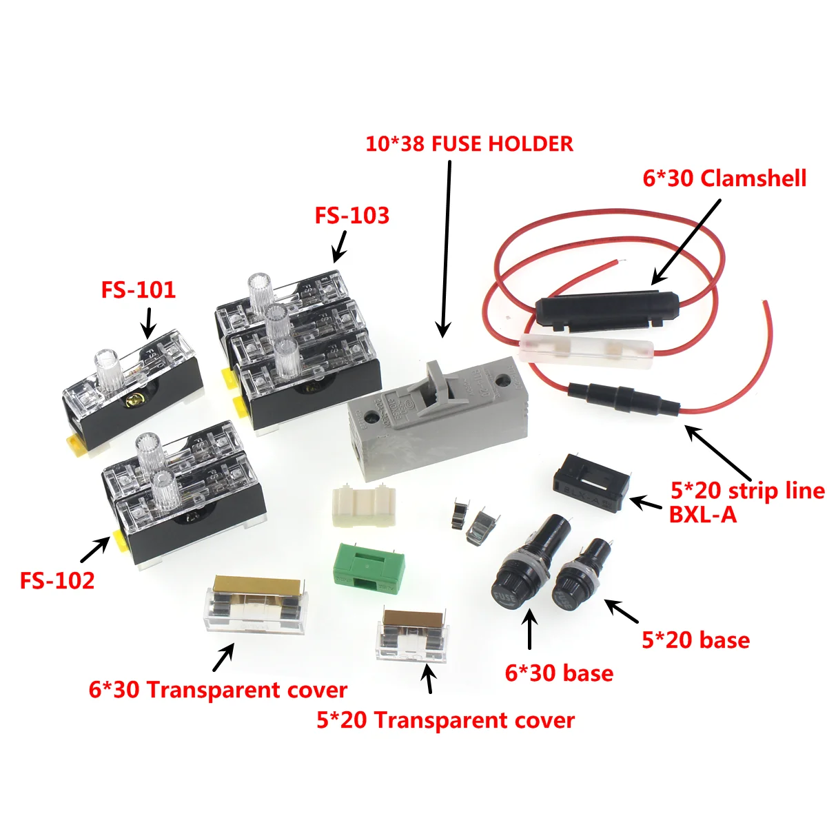 50/20/10/5 Stuks 5X20Mm 6X30 10X38 Glazen Zekering Houders Zwarte Verzekering Buis Socket Zekering Houder Voor 5*20 Verzekering Panel Mount