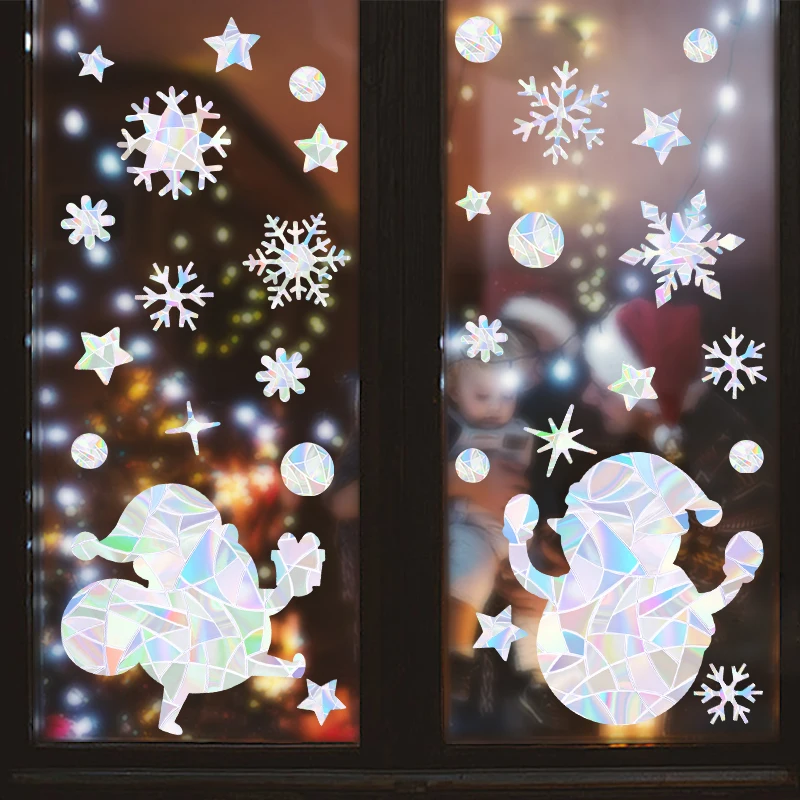 

Laser PVC Window Stickers Christmas Tree Santa Claus Reindeer Butterfly Flowers Cat Bird Heart Moon Christmas Home Decoration