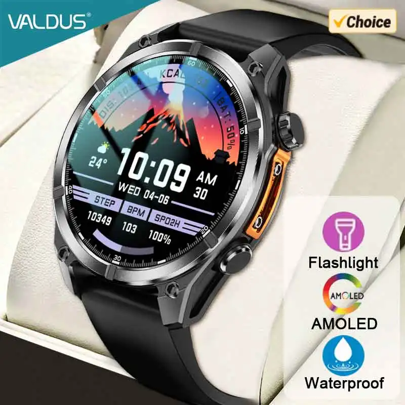 

VALDUS 2025 Новые умные часы VD40 Pro, мужской компас, SOS-вызов, чатAI-GPT, спортивный фонарик с пульсометром, блокировка пароля, умные часы AMOLED
