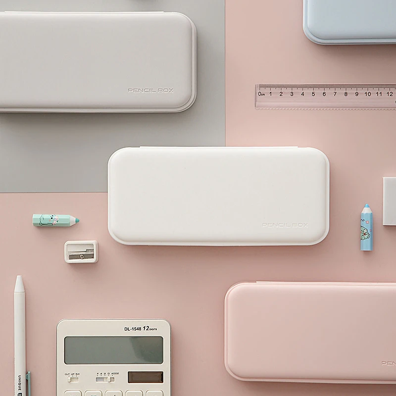 Macaron Pencil For Case Multifunctional Stationery Frosted PP Plastic Pencil Pen Storage Box Cosmetic Storage For Case