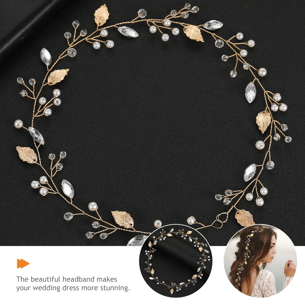 

Golden Leaf Accessories Wedding Headpiece For Bride Bridal Headb Rhinestone Wedding Headdress Durable Material Elegant Charm