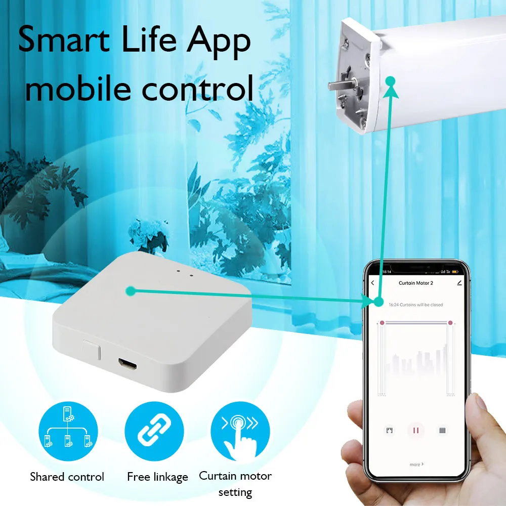 Tuya ZigBee Alexa Smart Curtains Easy Setup Smart Home Electric Curtain Motor Smart Life App for Windows Works With Google Home