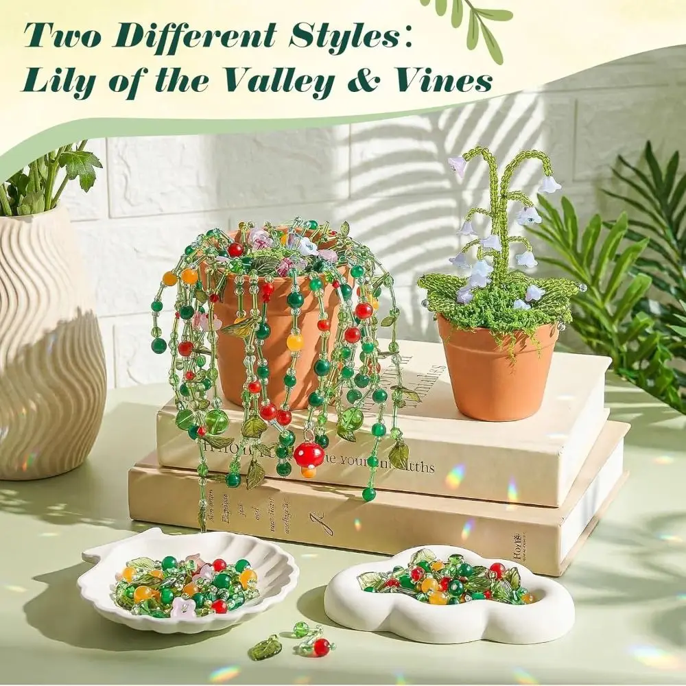 Crystal Glass Material 6mm Green Glass Beads Set Green Series Color Handmade DIY Supplies DIY Beaded Plants Multi-shaped