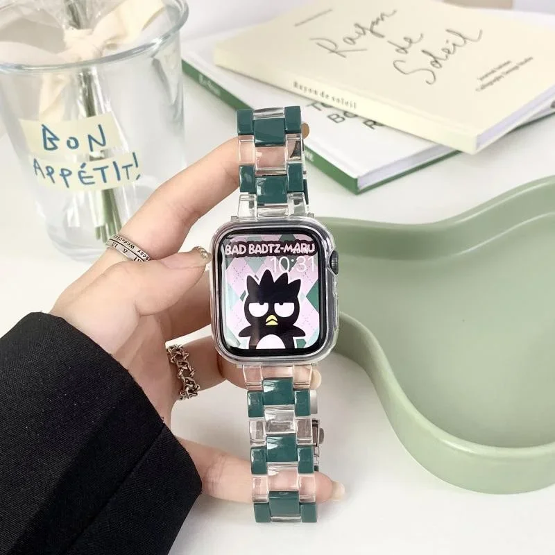 واضح الاكريليك مكعبات الثلج الراتنج حزام ل أبل ساعة 41 مللي متر 45 38 42 44 40 مللي متر فتاة حزام الساعات ل iwatch 7 6 المعصم حزام اكسسوارات