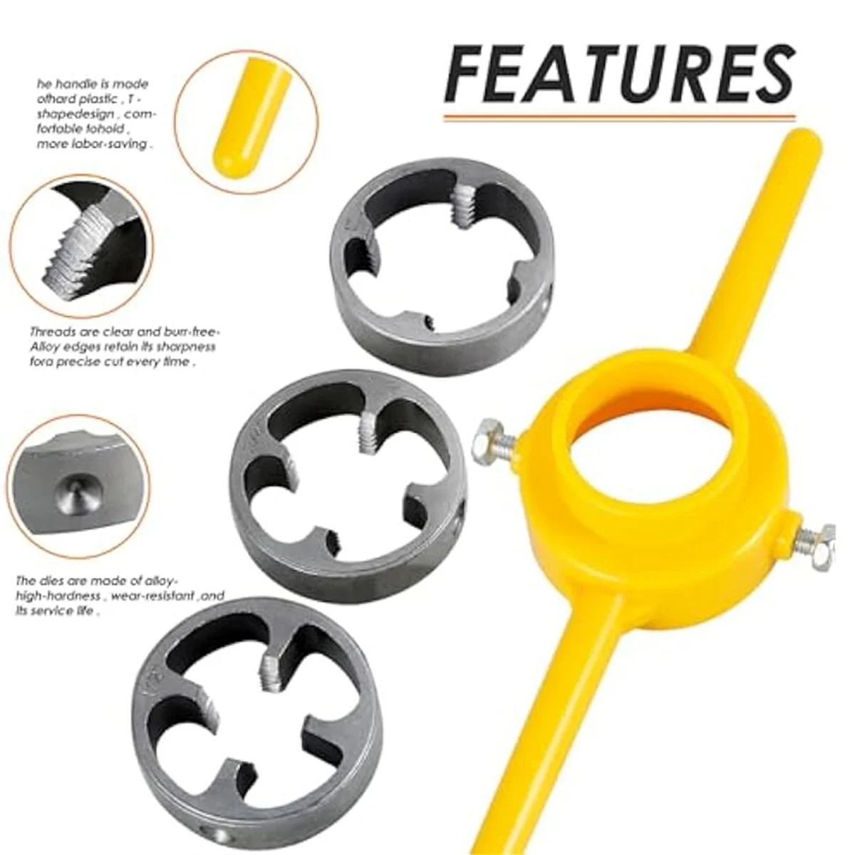 2sets Plastic Pipe Thread Die Kit,PVC Pipe Threader Plumbing Tool Kit,Water Pipe Die Plastic Pipe Die Tap Wrench Set