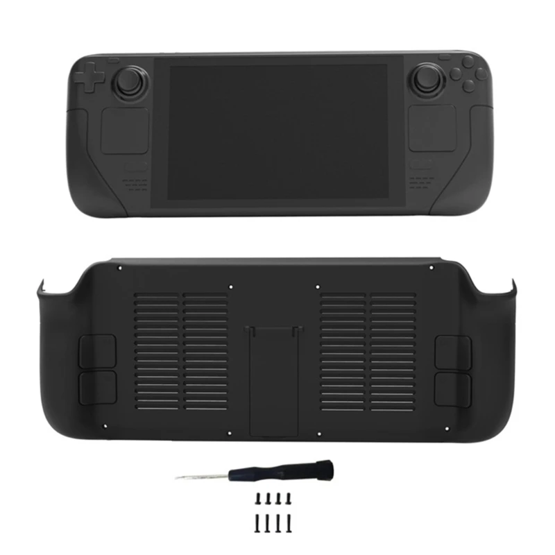 Game Console Protective Rear Cover Cooling Housing Anti-scratch Back Case for Steam Deck with Kickstand Screws & Screwdriver