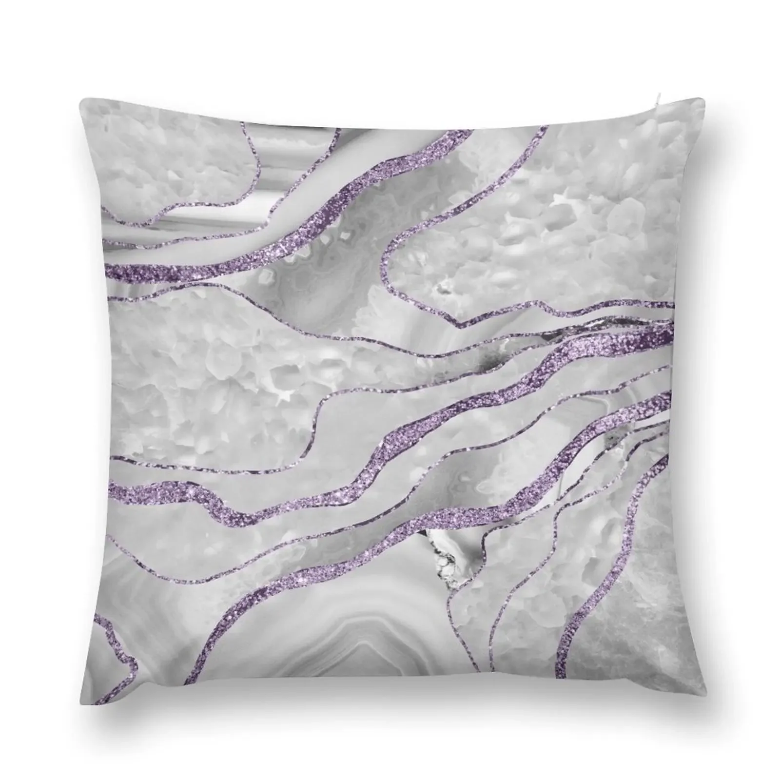 White Agate Lavender Glam #1 (Photo of Glitter Only - Not Reflective) Throw Pillow Decorative Cushions For Living Room pillow