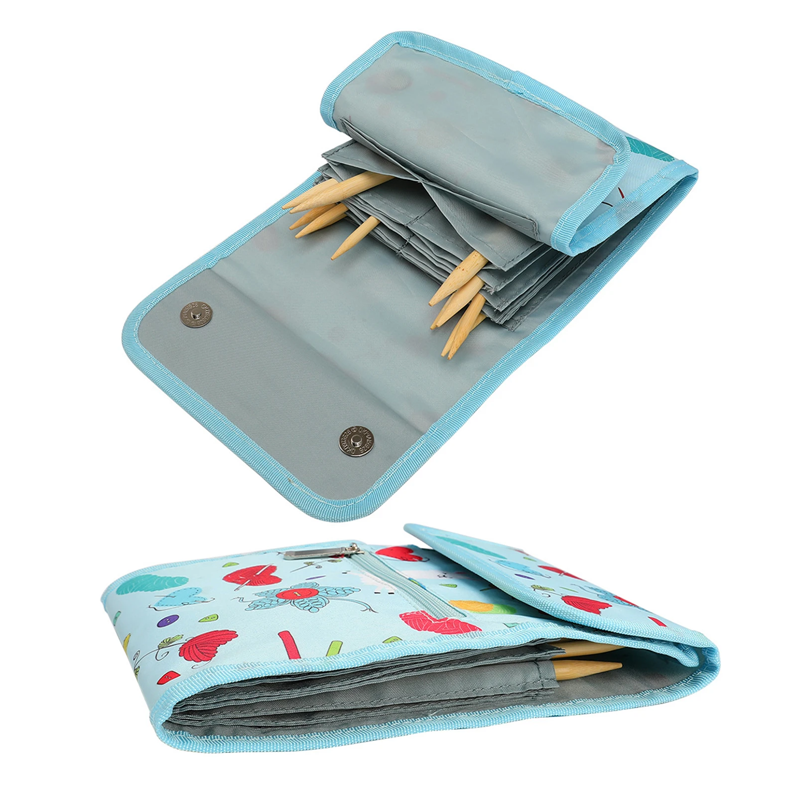 Knitting Needle Case Pouch Organizer Compact Multifunctional Durable 8.7x7inch Multiple Internal Pockets for Everywhere Knitting