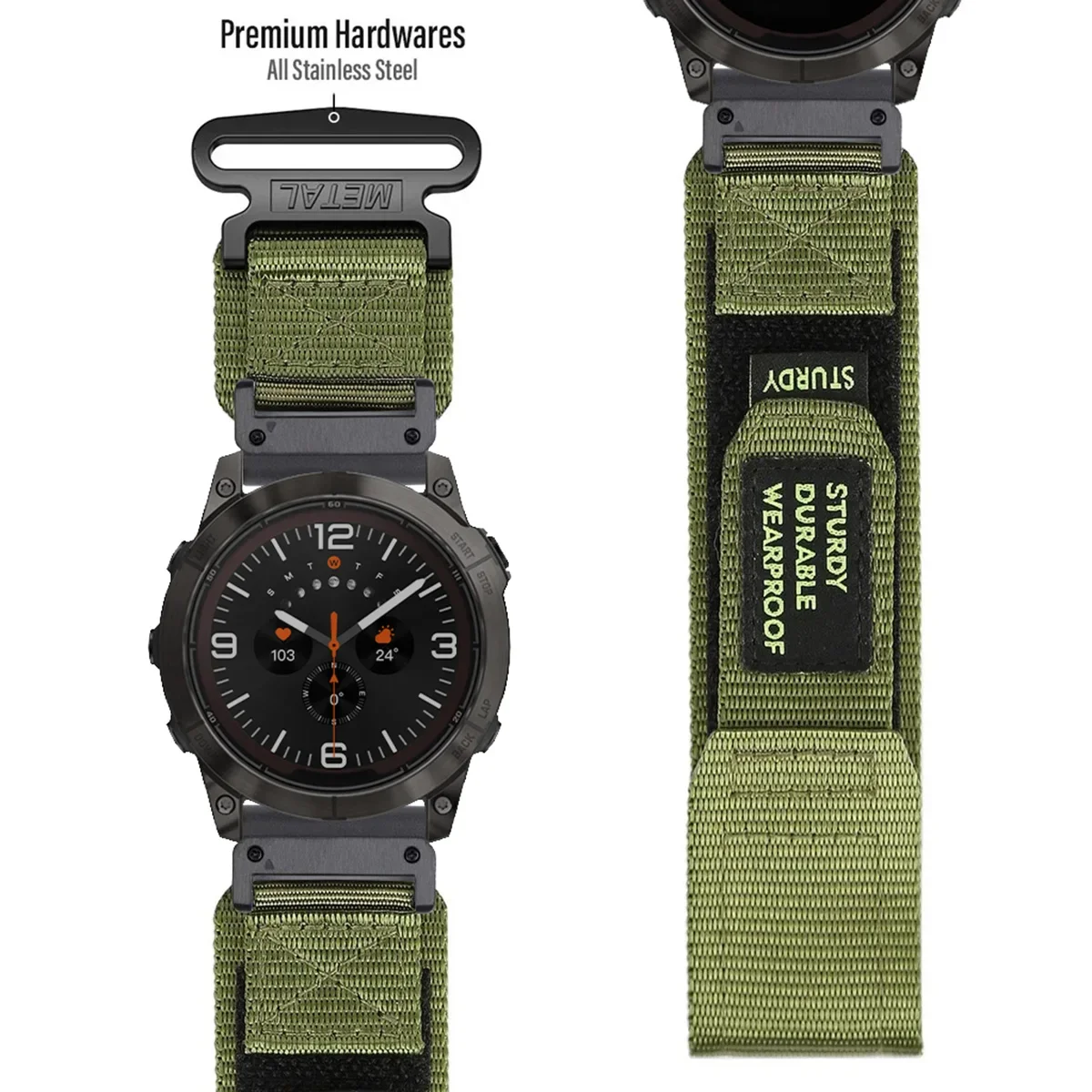 Correa de nailon QuickFit de 22mm y 26mm para Garmin Fenix 8/7/6/8X/7X/6X Forerunner 255/265 Venu 4/3/2 Enduro3/2, pulsera para reloj inteligente