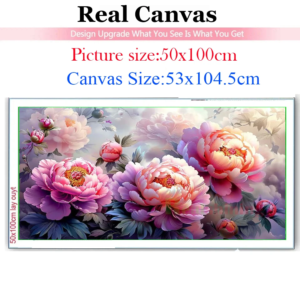 Big Blossoming Peony Diamond Painting New 2024 5D Large Diy Colorful Flowers Full Square Round Diamond Mosaic Embroidery