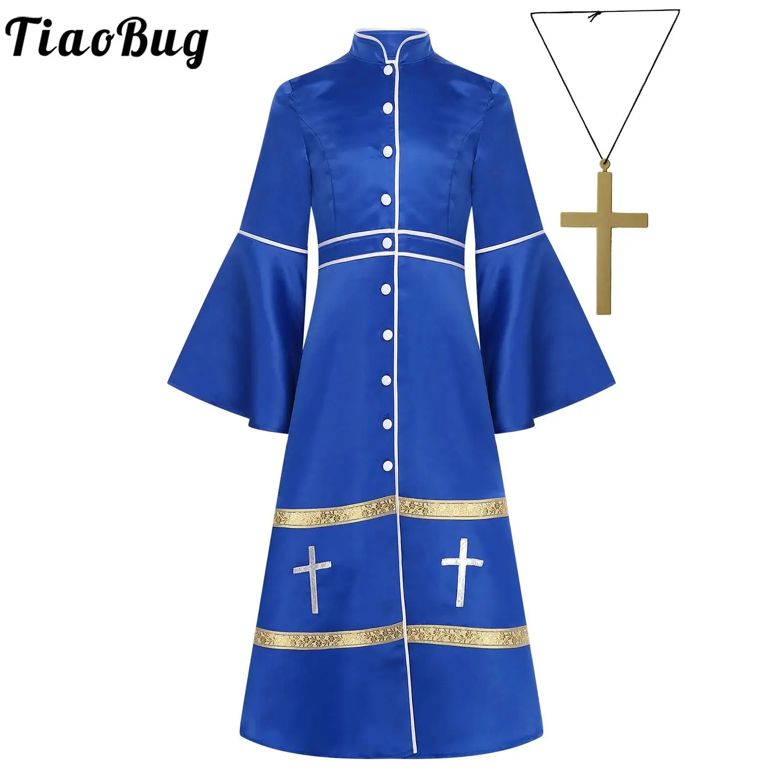 

Girls Clergy Minister Cosplay Dress Pulpit Liturgical Vestments Church Pastor Robes Halloween Cosplay Costume Cassock Robes