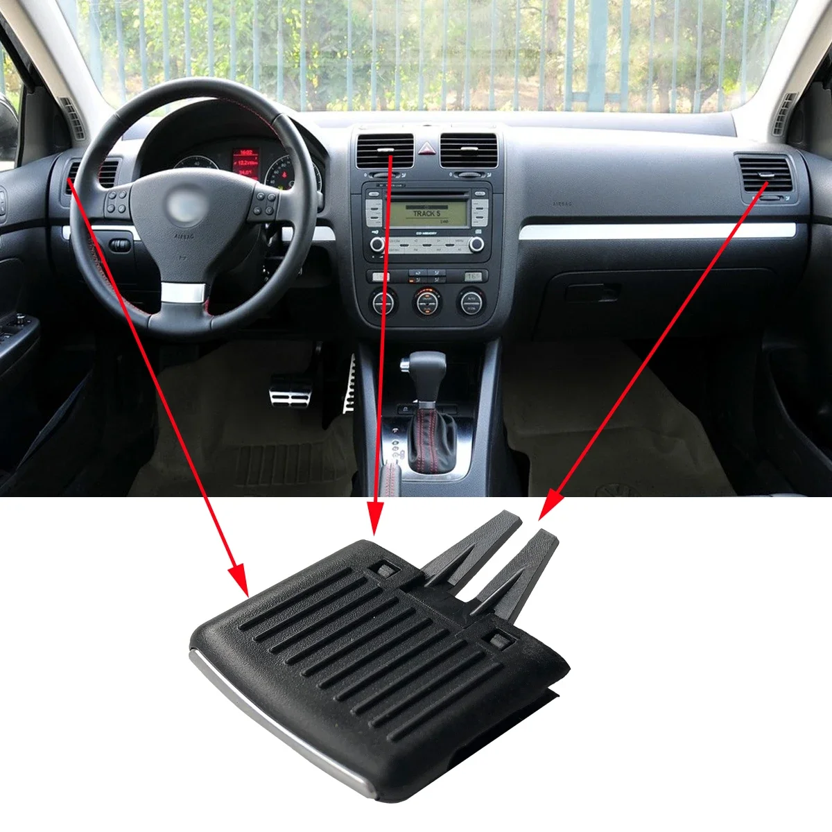 New 1pc Car Front Dash A/C Air Outlet Vent Grill Slide Adjust Clip For VW Golf 5 MK5 GTI Jetta A5 GLI Rabbit Sagitar 2004-2011