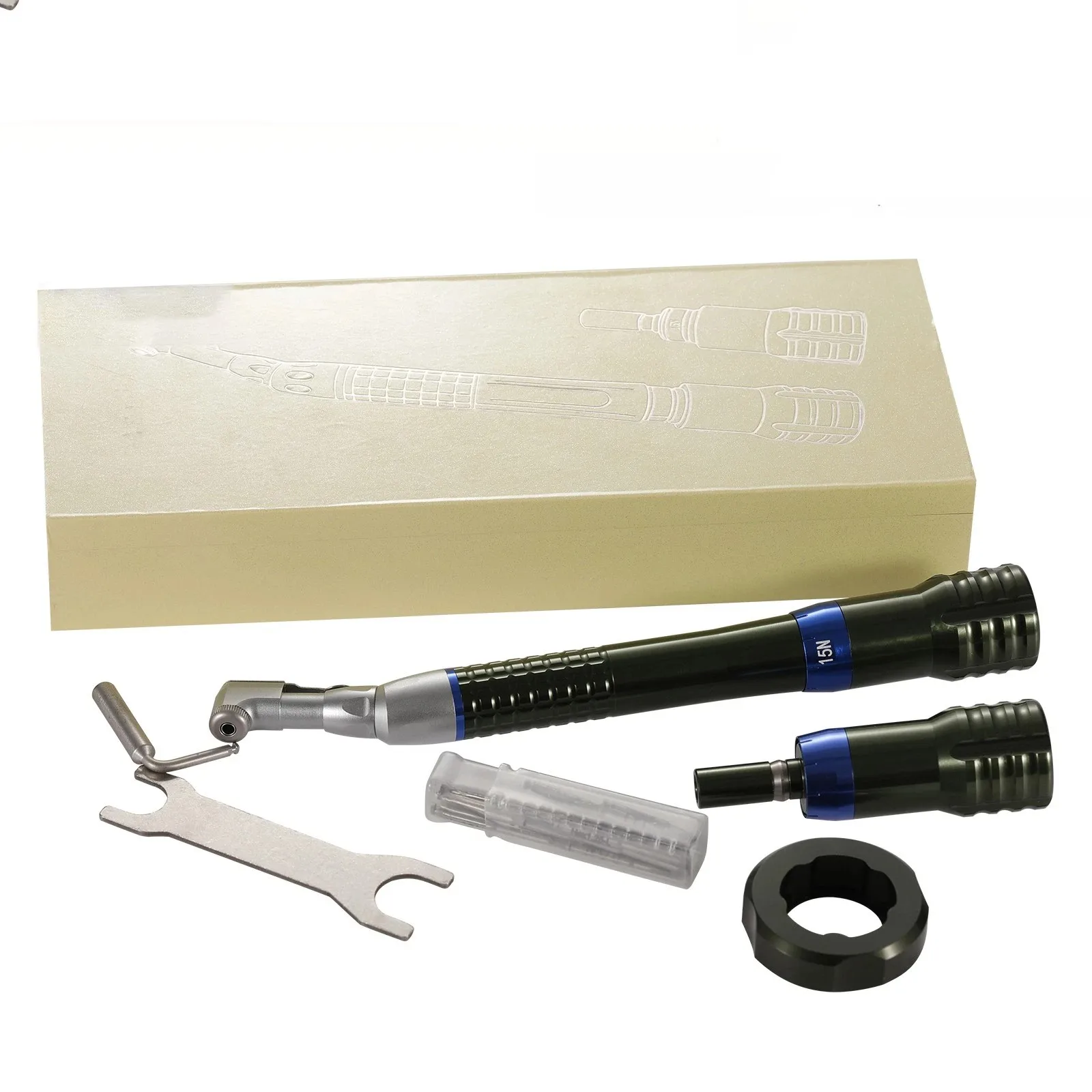 Dental Torque Wrench Universal Implant Wrench Contra Angle Handpiece With 16pcs Drivers Wrench