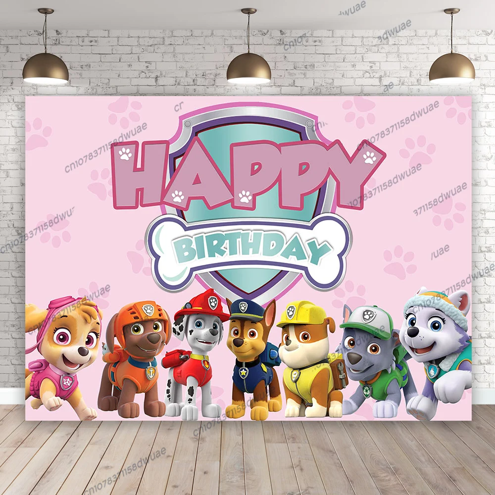 Paw Patrol Verjaardagsfeestje Foto Achtergrond Baby Shower Foto Achtergrond Feest Cartoon Banner Fotografie Achtergrond