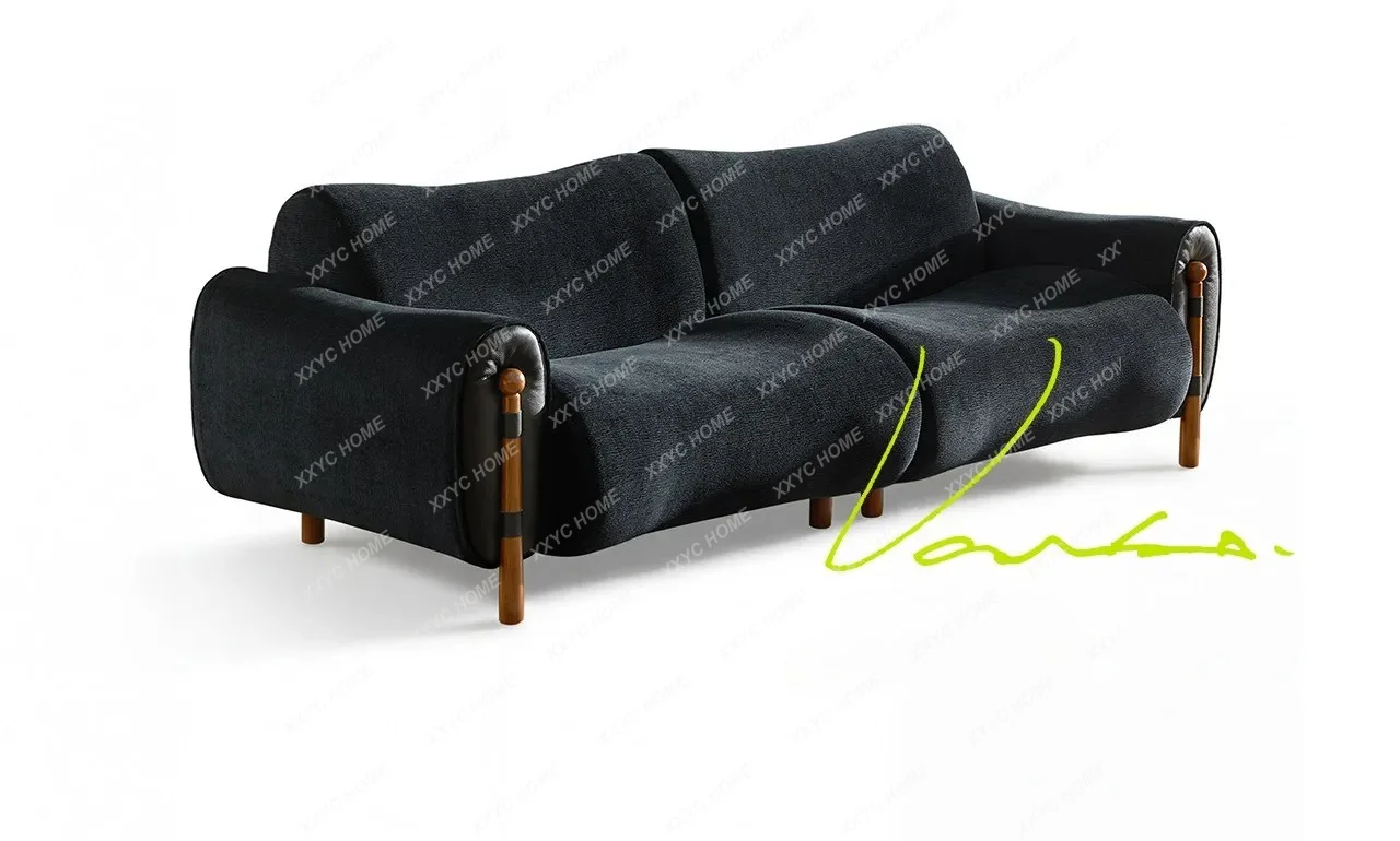 Retro fabric chenille velvet sofa removable and washable living room straight row medieval household small apartment