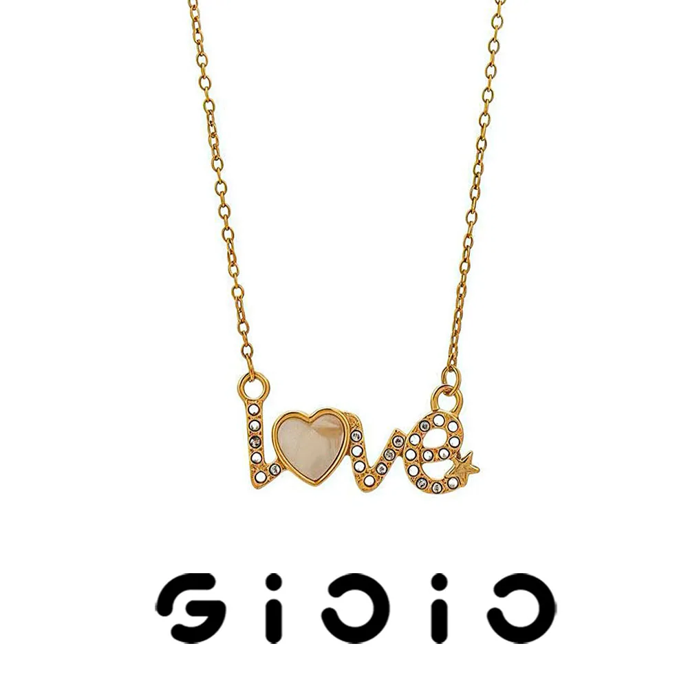 

GIOIO Gold-Plated Rhinestone Letters Pendant Stainless Steel LOVE Necklaces Simple Trend Collarbone Chain Jewelry Accessories