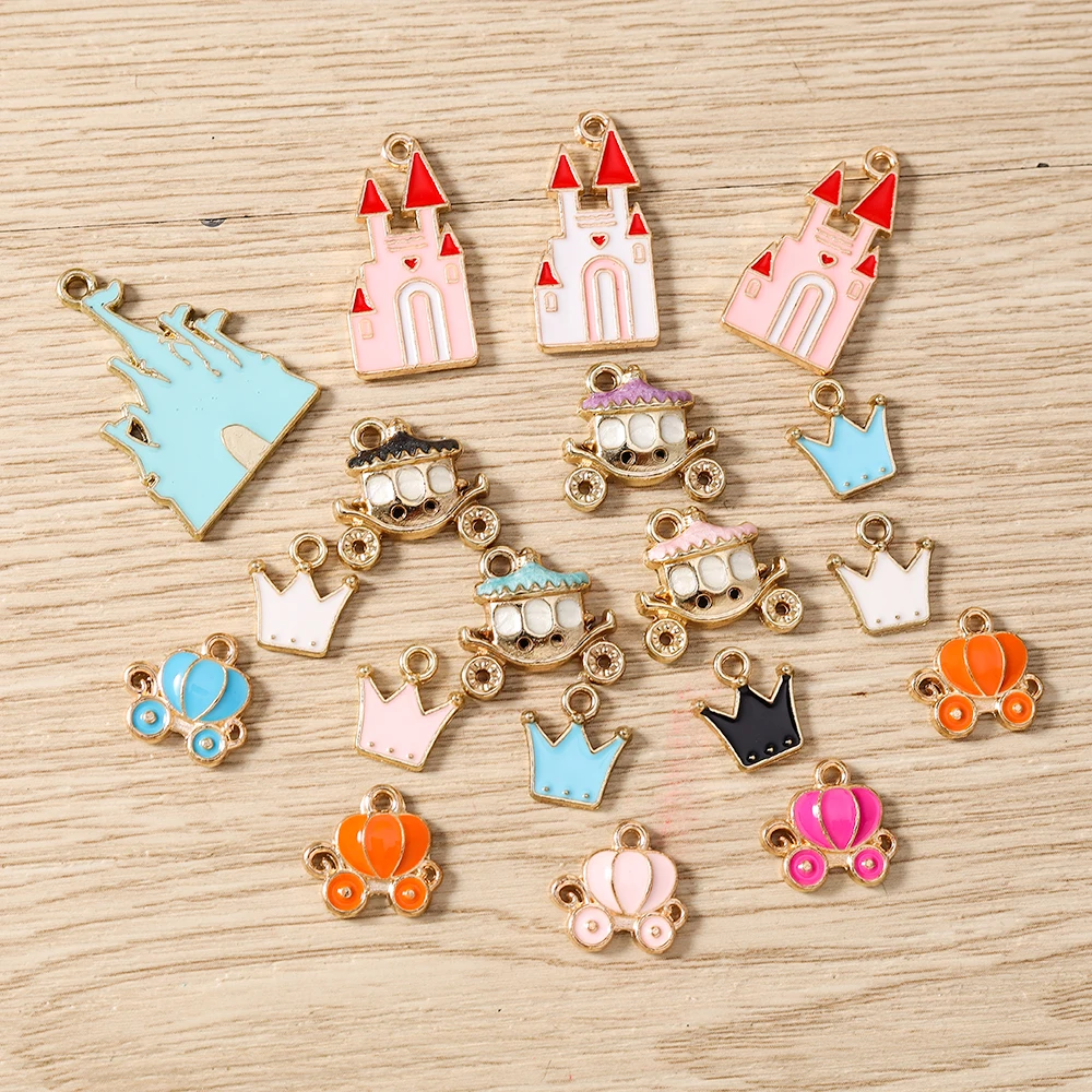 Tusember 20 Stück niedliche Emaille-Anhänger mit Cartoon-Motiv, Prinzessin, Kürbis, Kutsche, für DIY-Ohrringe, Armbänder und Schmuckherstellung – Detail 2