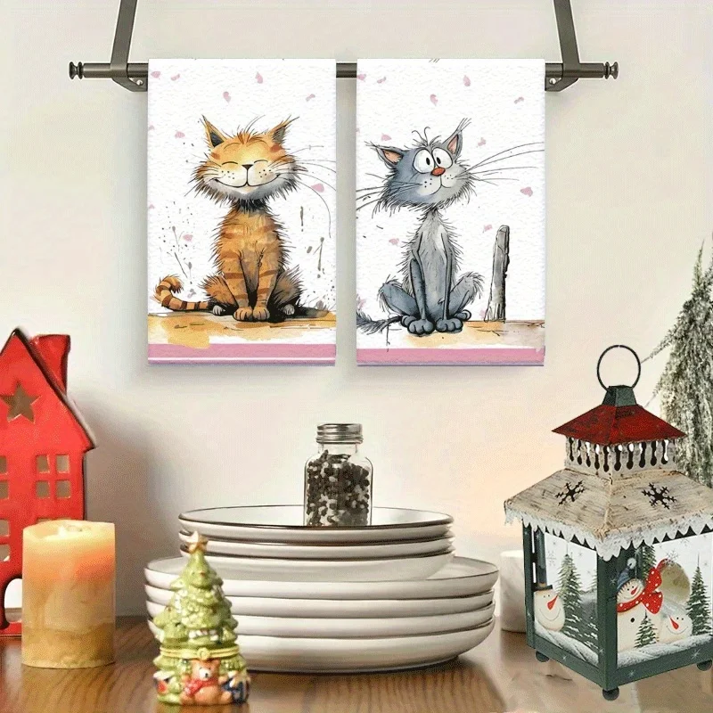 مناشف الأطباق القط ابتسامة البتلة خلفية ستوكات ماصة المطبخ منشفة اليد المنزل الطبخ الحمام تنظيف اللوازم المنزلية