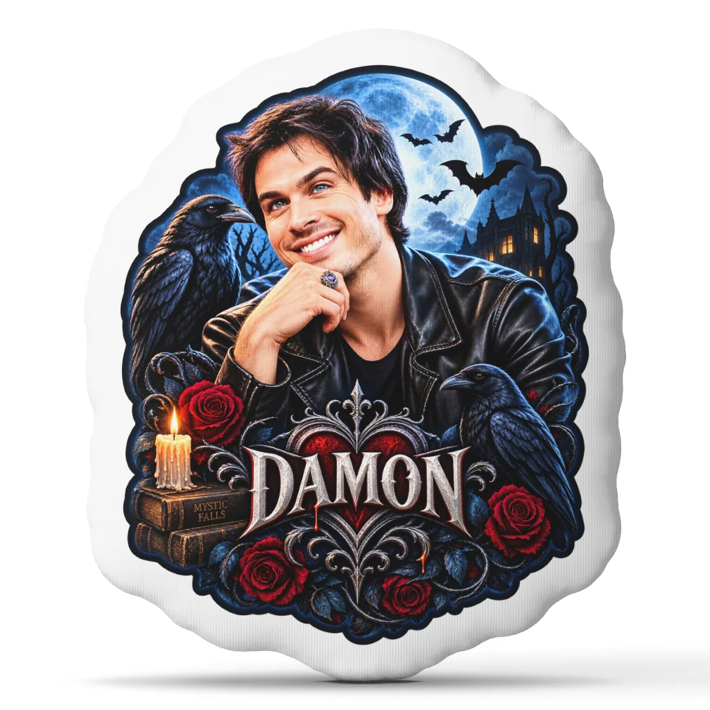 Damon Salvatore Gothic Vampire Shaped Pillow Cushion Stuffed Throw Pillow for Sofa Home Decor Dark Fantasy Collector Gift