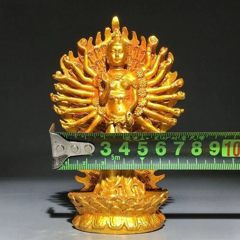 Pure Copper Gilded Thousand-hand Guan Yin Buddha Statue Ornaments Chinese Kwan Yin Buddha Sculpture Figurines Home Decoration