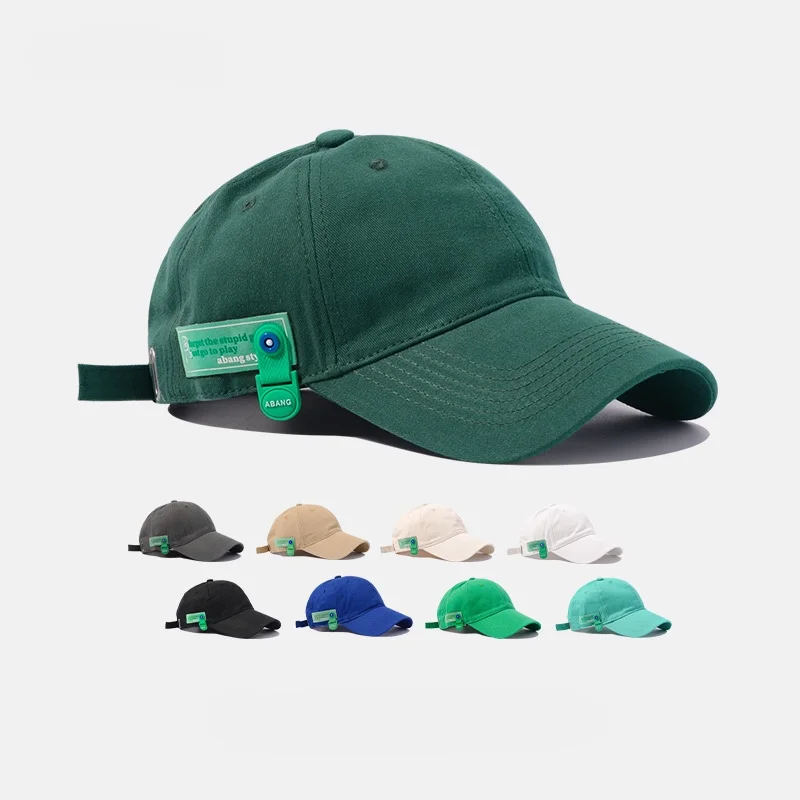 

Unisex Baseball Cap With Visor Solid-color Retro Baseball Cap Tag Pendant Design Hiking Hat Sun-protective Beach Hat