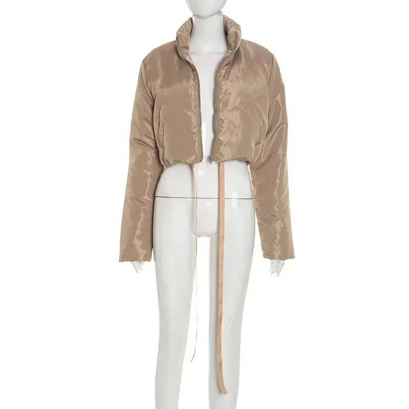 EOENKKY Chaqueta corta acolchada de algodón para invierno, abrigos 2025, ropa de calle Y2K para mujer, ropa de otoño, chaquetas cortas sexis elegantes con burbujas