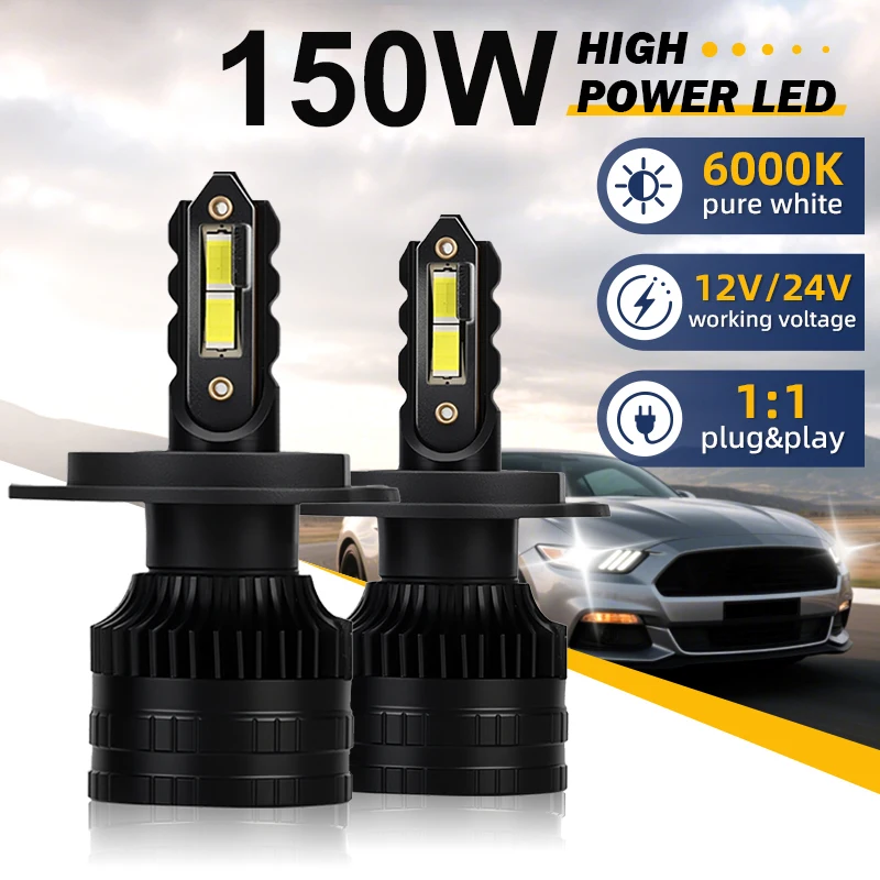 

Universal Hi/Lo Beam H4 LED Headlights Canbus 3570 CSP Built-in Drive Mini Headlamp DC12V for Cars Error Free