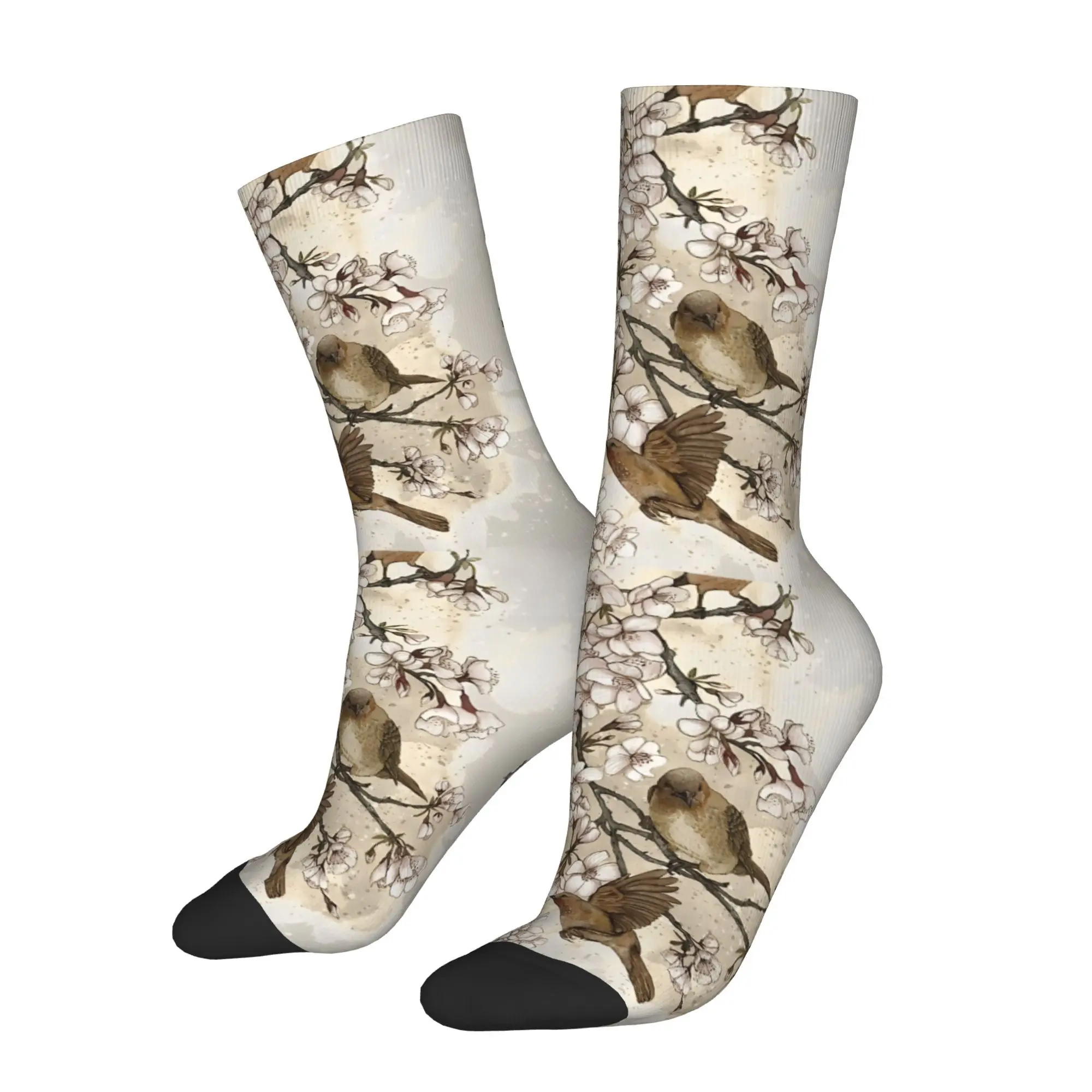 1pc Too Many Birds Printed Men's Socks  Novelty Hip Hop Harajuku Pattern Crew Sock Casual Gift