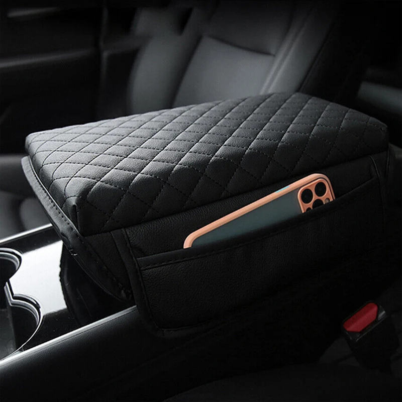 Auto Armrest Cushion Cover Center Console Box Pad Protector Scratch Resistant Faux Leather Car Accessiores For Tesla Model Y 3