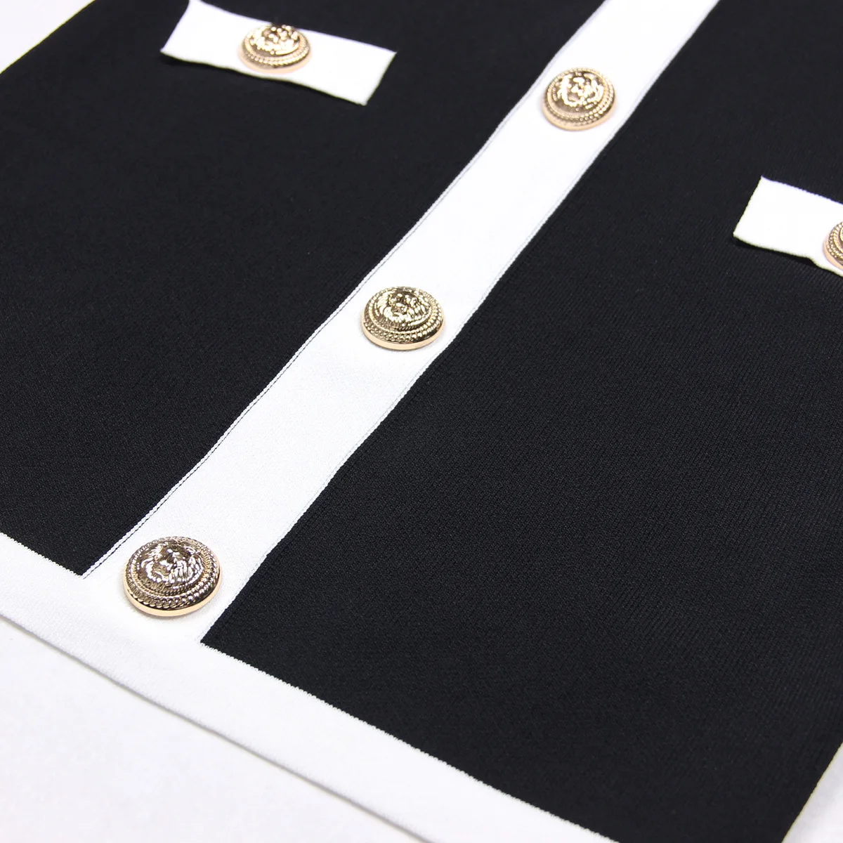 Luxury Lion Head Gold Buttons Mini Dress Summer Women Sleeveless U Neck Black Dresses for Women Wrap Hips Sling Vistidos Women image 4
