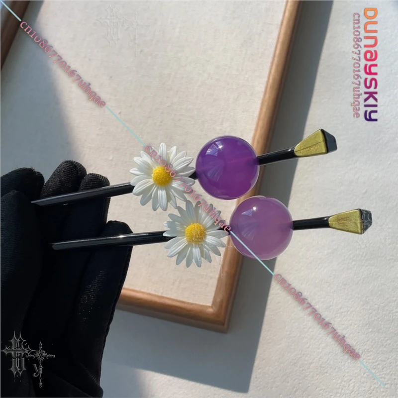 Tamayo Cos Flower Bead Ornament Hairpin Anime Role Play Hair Styling Prop Retro Hair Stick Cos Show Stage Accessory Collectible - view 4