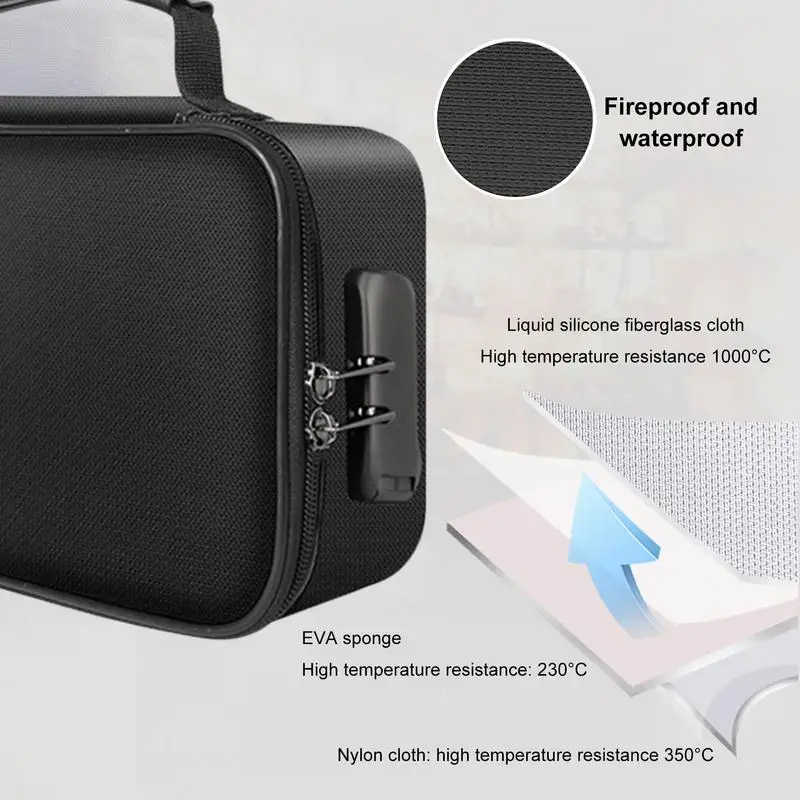 Fireproof Document Box Fireproof Document Bag with Lock 3-Layer Fire Proof Waterproof Safe Bag for File Passport Certificates