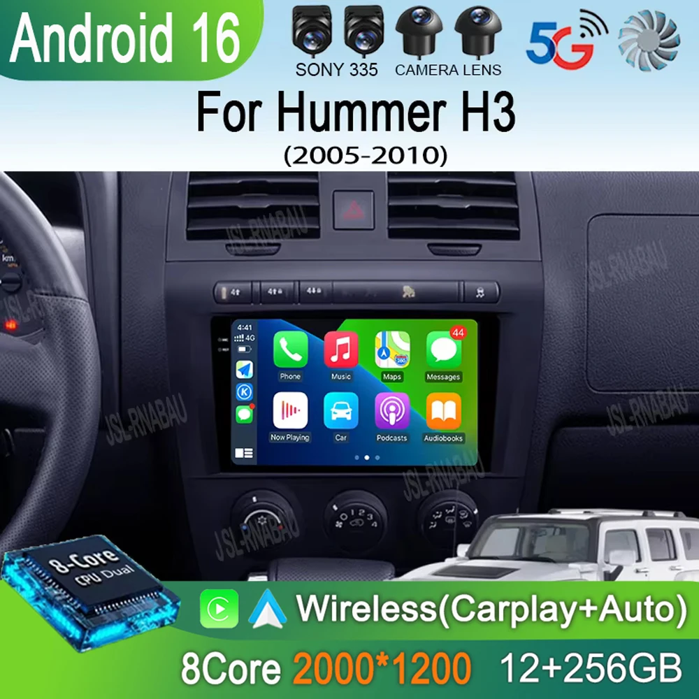 

Автомобильная магнитола Android 16 для Hummer H3 1 2005-2010, навигация GPS, мультимедийный видеоплеер, стереосистема, беспроводной Carplay, Auto 4G