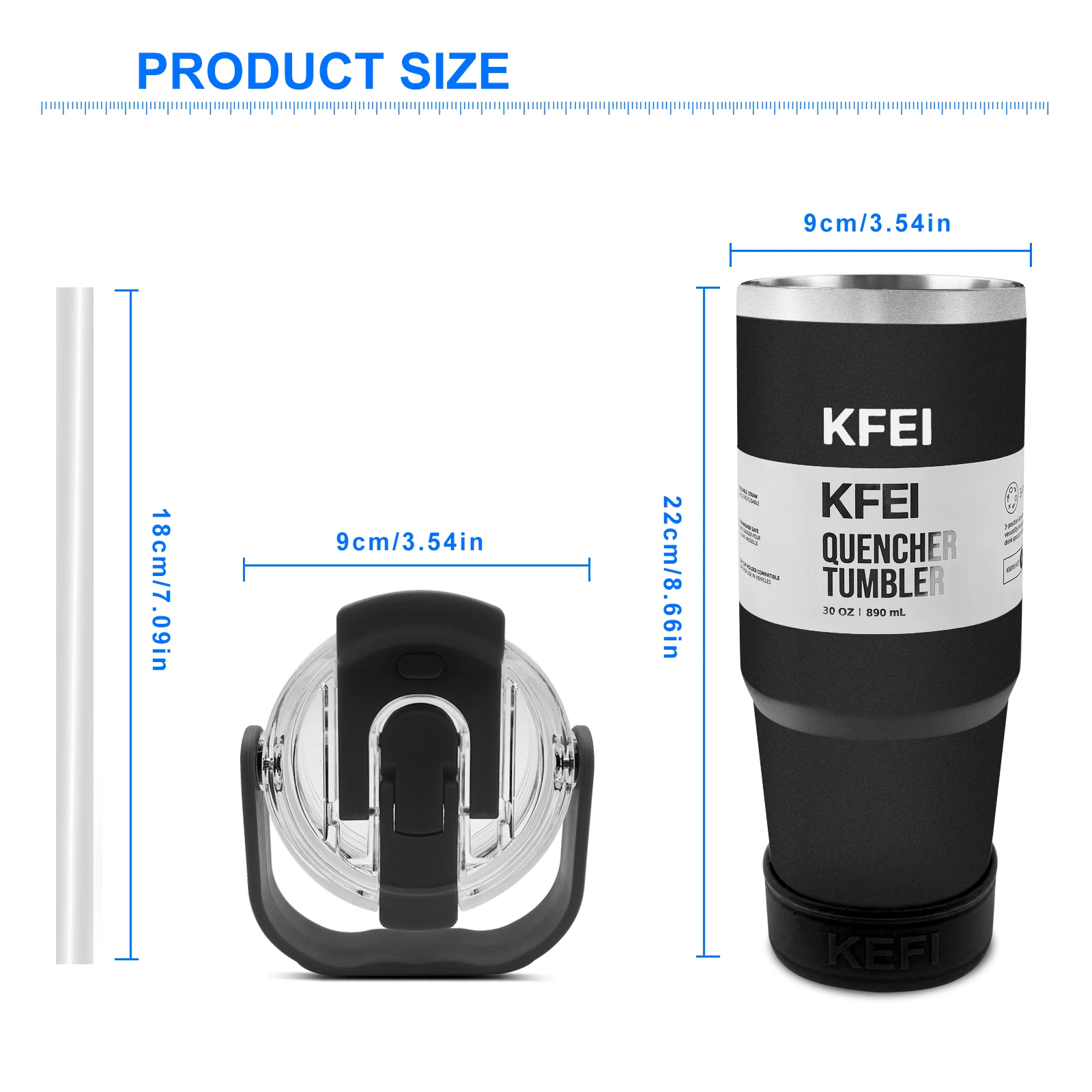 1 قطعة 30 أوقية بلون سادة مزدوج الجدار من الفولاذ المقاوم للصدأ، مع غطاء وقش، الدفء 12 ساعة والثلج 24 ساعة، معزول، خارجي من الفولاذ المقاوم للصدأ