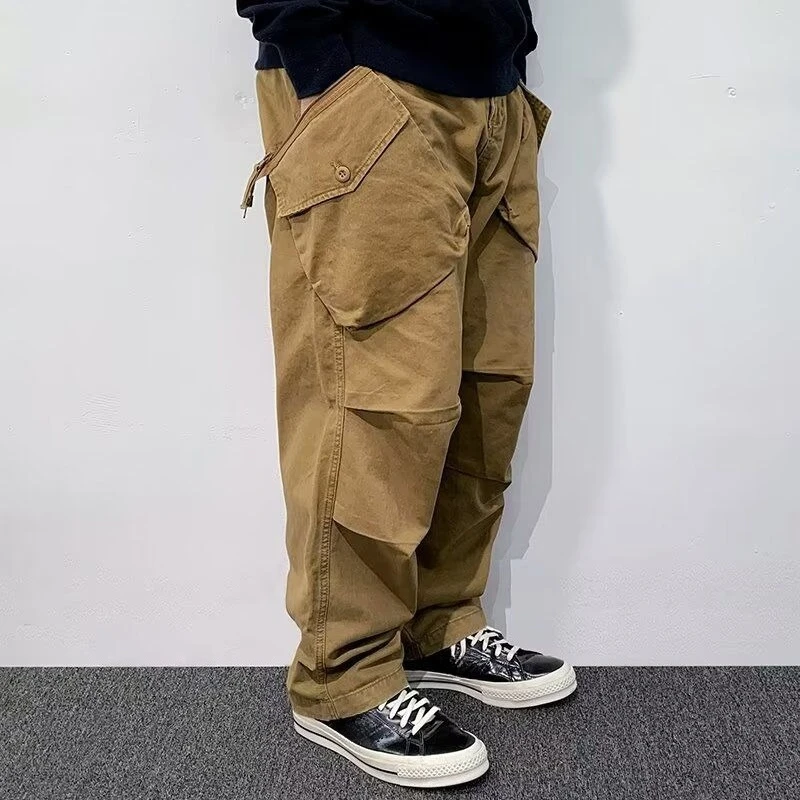 

Khaki Cargo Pants for Men Spring Summer Straight Wide New In Cheap Techwear Y2k Vintage Emo Fashion Harajuku Slacks Trousers Man