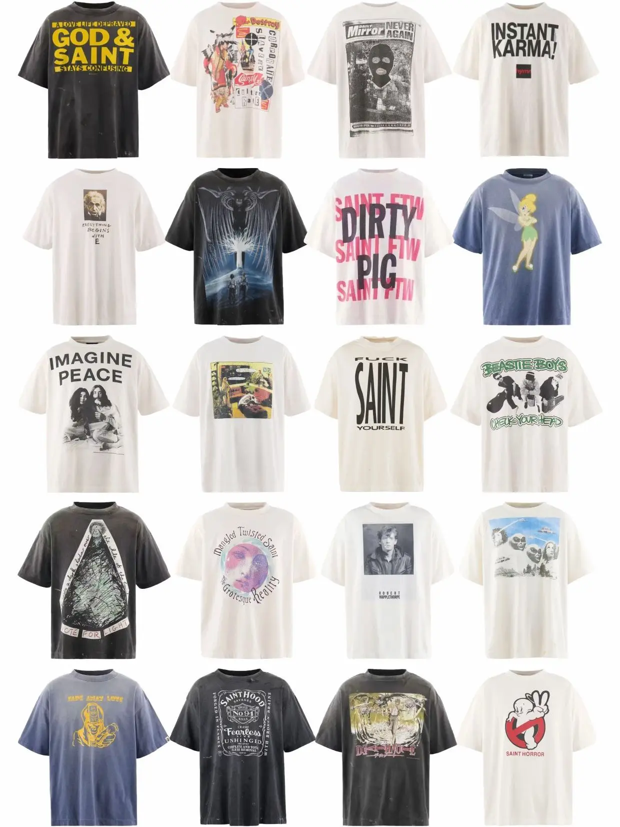

Washed Vintage Loose Short Sleeve T-Shirt Men's Fashion Brand Korean Style round Neck Cotton Polyester Spring Summer Top